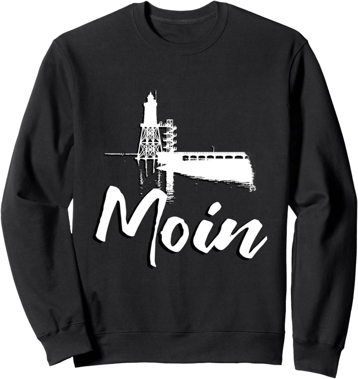 Moin für Nordlichter Strand mit Leuchtturm Obereversand Sweatshirt