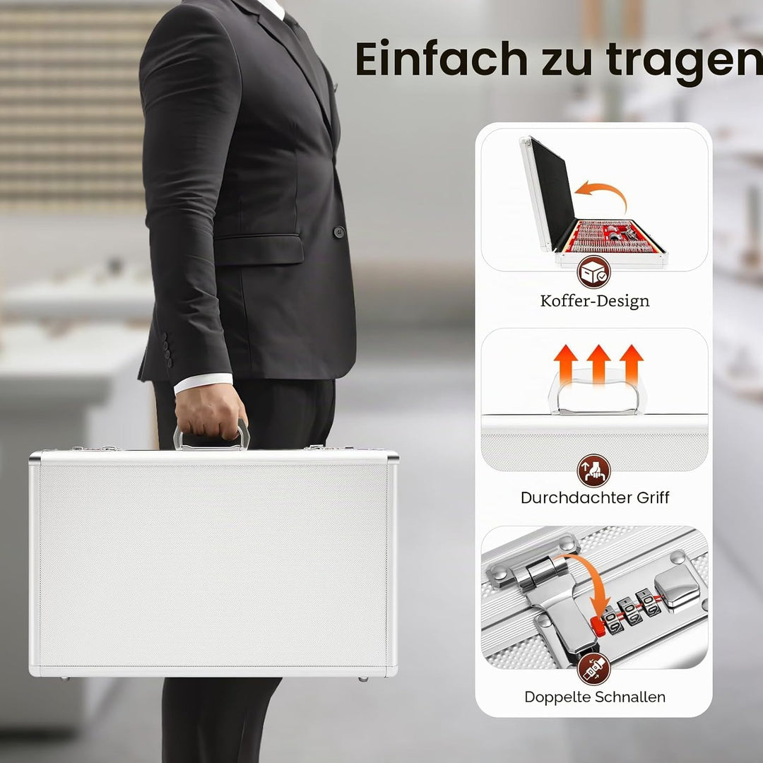 266Pcs Testlinsen-Set, 57x36x9.5cm Optisch Messbrille Linse Augenoptiker Metal Optometry Optical Tri
