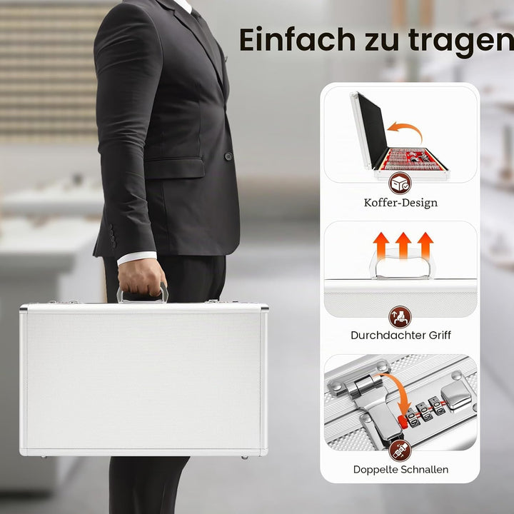 266Pcs Testlinsen-Set, 57x36x9.5cm Optisch Messbrille Linse Augenoptiker Metal Optometry Optical Tri