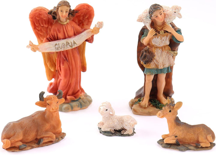Mini Krippenfiguren Set 11-teilig Höhe bis 7cm Weihnachtskrippe Figuren Krippenzubehör Weihnachtsdek