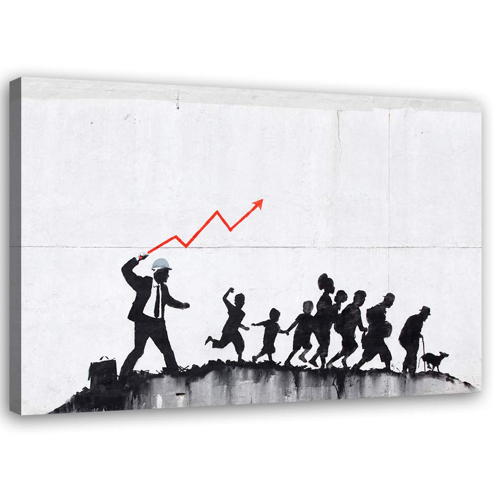 Feeby Leinwandbilder XXL Banksy - Economy - 120x80 cm - Bild auf Leinwand - Kunstdruck - Deko Wohnzi