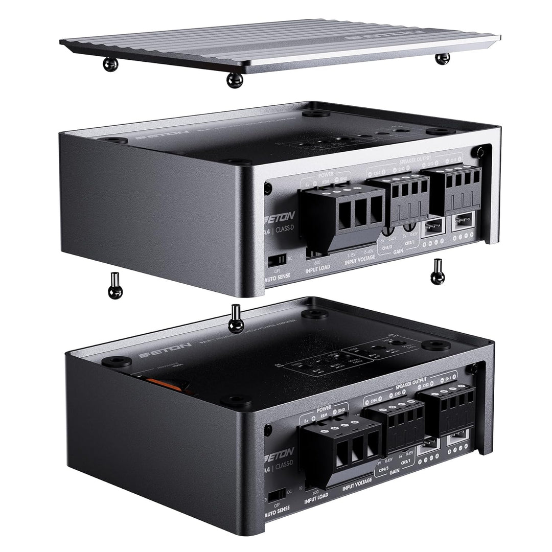 ETON PA 4 – ultra kompakter 4 Kanal Verstärker, leistungsstarke digitale Micro Endstufe für Autos un