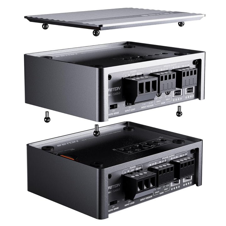 ETON PA 4 – ultra kompakter 4 Kanal Verstärker, leistungsstarke digitale Micro Endstufe für Autos un