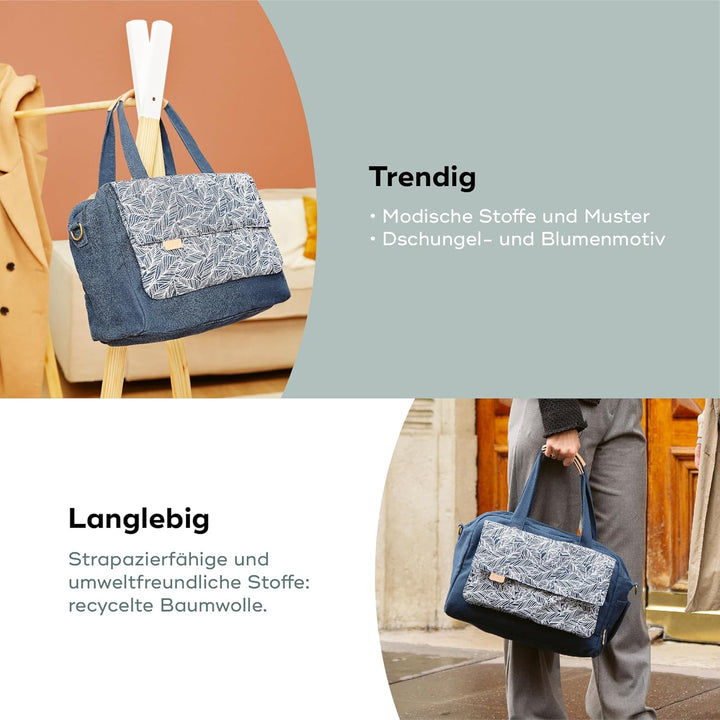 Babymoov Wickeltasche Day to Day Bag Palm - Alltagstauglich - 2 in 1, abnehmbare 3L-Tasche - 6 Zubeh