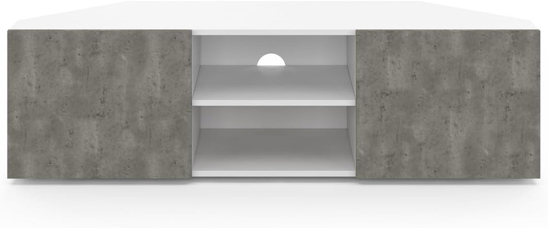 IDMarket - TV-Schrank 110 cm Eckig ELI weiss Türen Betonoptik