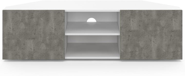 IDMarket - TV-Schrank 110 cm Eckig ELI weiss Türen Betonoptik