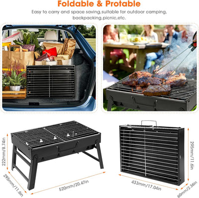 AGM Holzkohlegrill Picknickgrill Edelstahl Kleiner Grill Portable Campinggrill Abnehmbare BBQ Grills