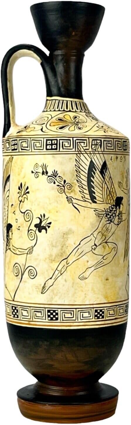 Atalanta Lekythos EROS Vase, Götter der Liebe, antike, griechische Keramik, Kopie