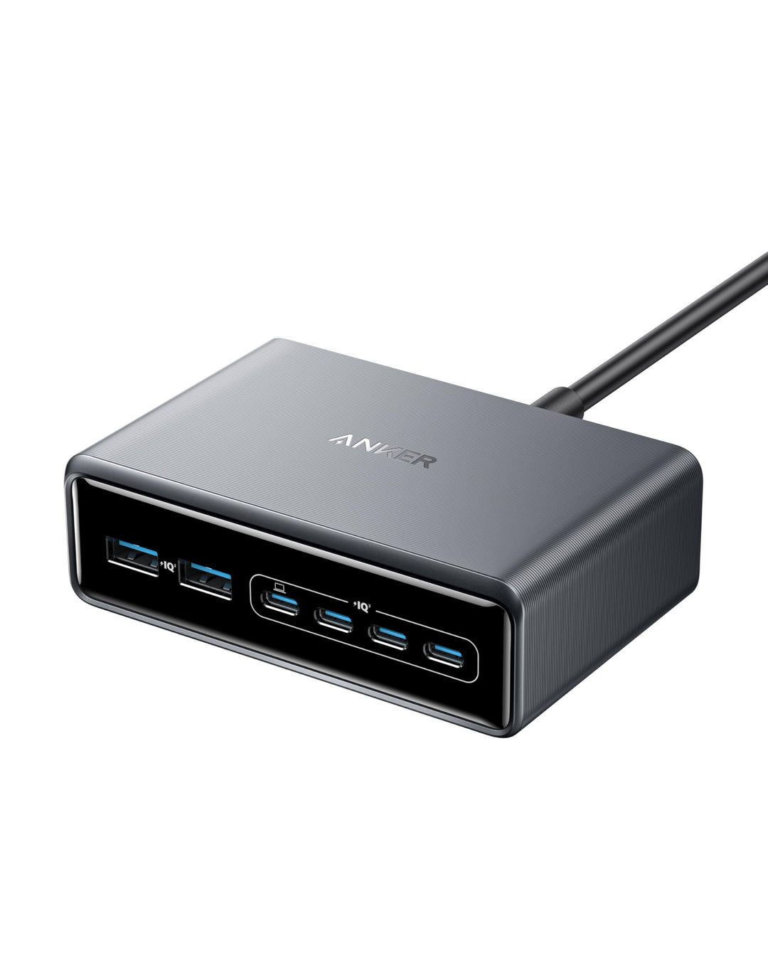 Anker Prime Ladegerät, 200W 6 Anschlüsse GaN Ladestation, USB-C PD Desktop Ladegerät mit Schnell-Lad