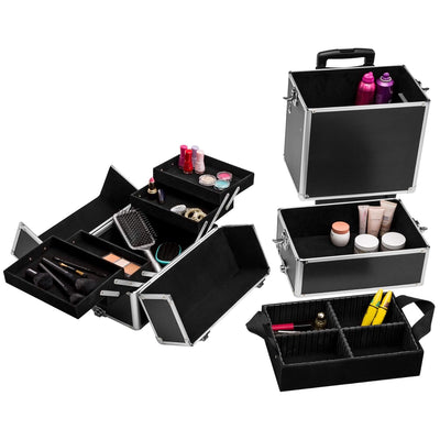 TecTake Alu Kosmetik Trolley Kosmetikkoffer Beauty Koffer | mit Teleskopgriff und 2 Rollen | abschli