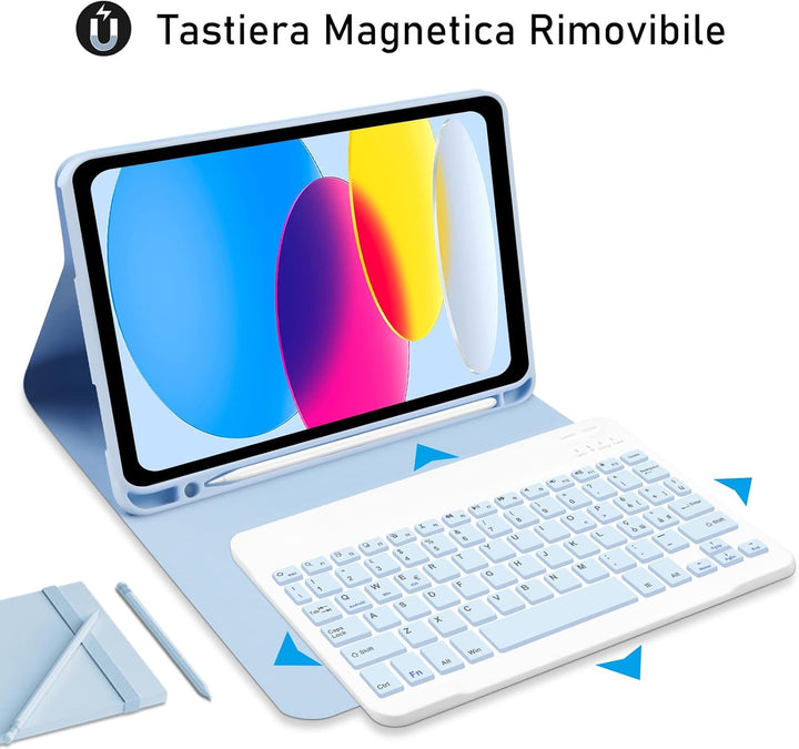 Hülle mit Tastatur für IPad 11/10 Generation (2025/2022, 11/10.9 Zoll) -Abnehmbare Magnetische Schut