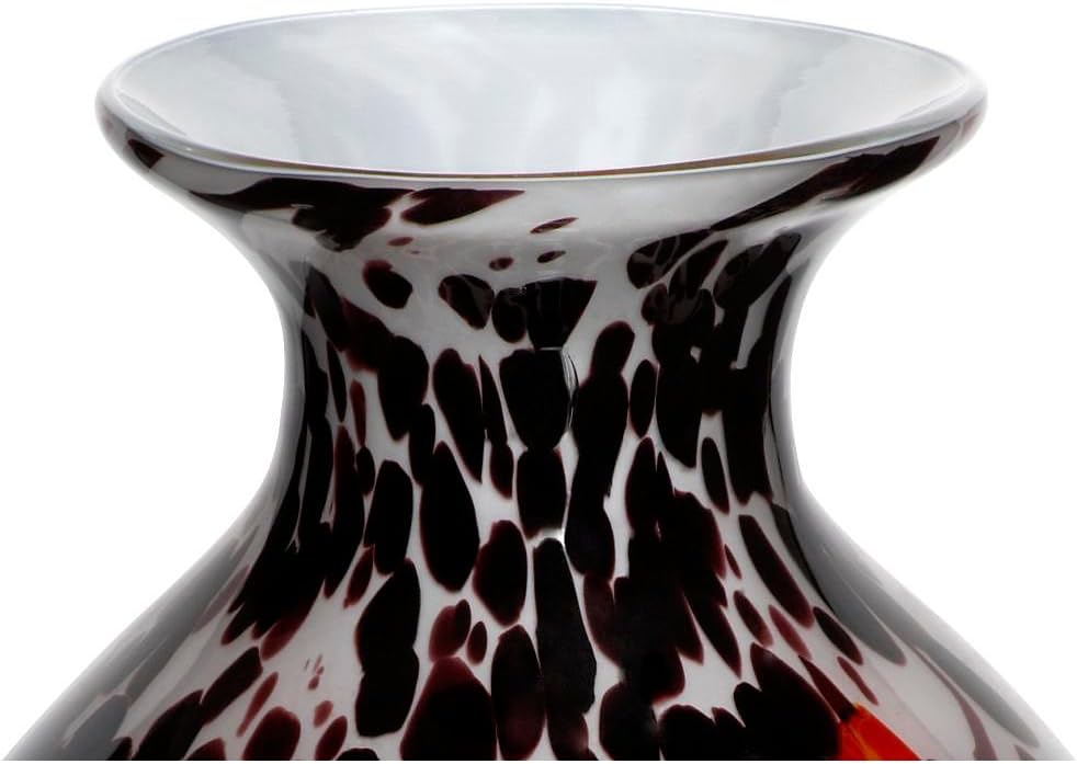 CRISTALICA Blumenvase Bouquet Vase Glas Vase Goa Schwarz Gelb Rot 37 cm Tischvase Tischdeko Hochzeit