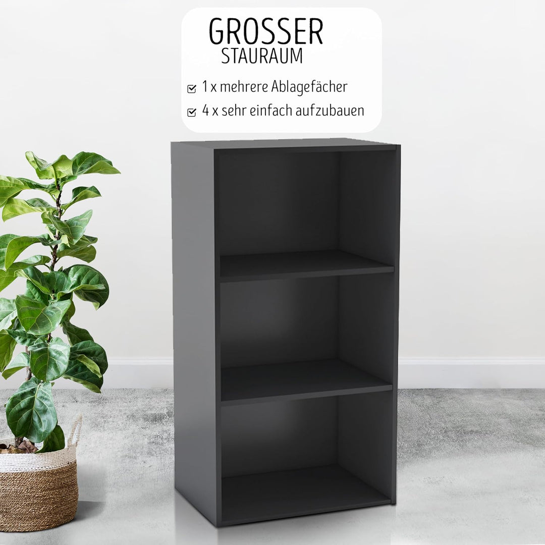 habeig Tube Bücherregal Standregal 3 Fächer Belastung Regalboden 30kg Standregal (80 x 42,5 x 29,5 c