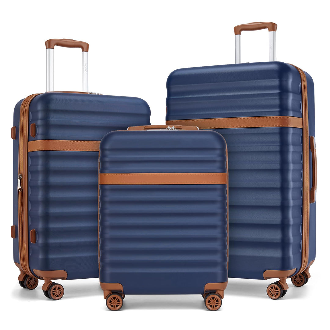 KONO Kofferset 3-teilig Trolley Reisekoffer leicht aus ABS+PC mit 4 Rollen Hartschalenkoffer TSA Sch