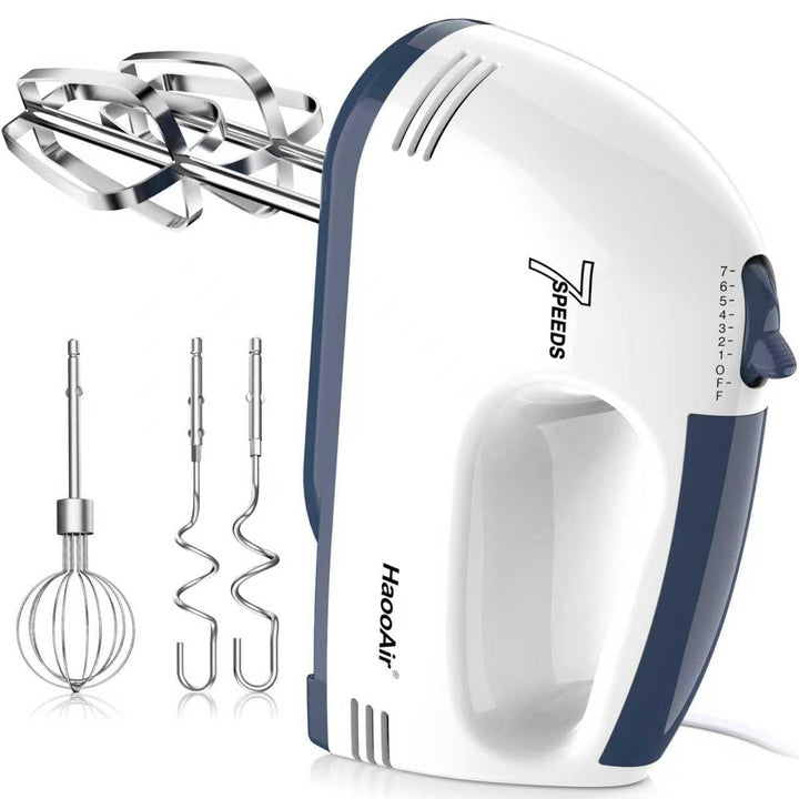 Handmixer, 7-stufig einstellbarer Küchenmixer, 304 Edelstahl-Zubehörteile (1X Schneebesen, 2X Knetha