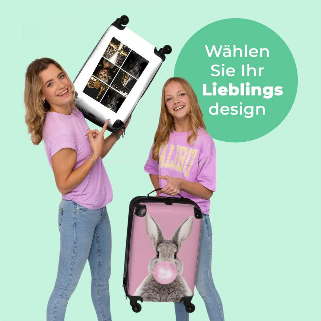 NoBoringSuitcases.com® Koffer Handgepäck Trolley Rollkoffer Kleine Reisekoffer mit 4 Rollen - Frau -