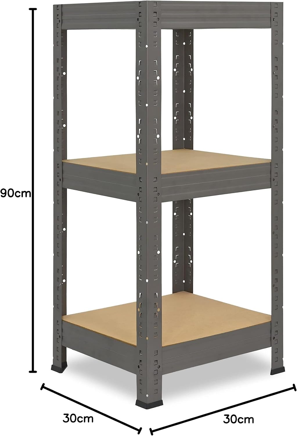 shelfplaza® 90x30x30cm Profi Schwerlastregal grau/Metallregal mit 3 Böden à 200kg Tragkraft/Kellerre