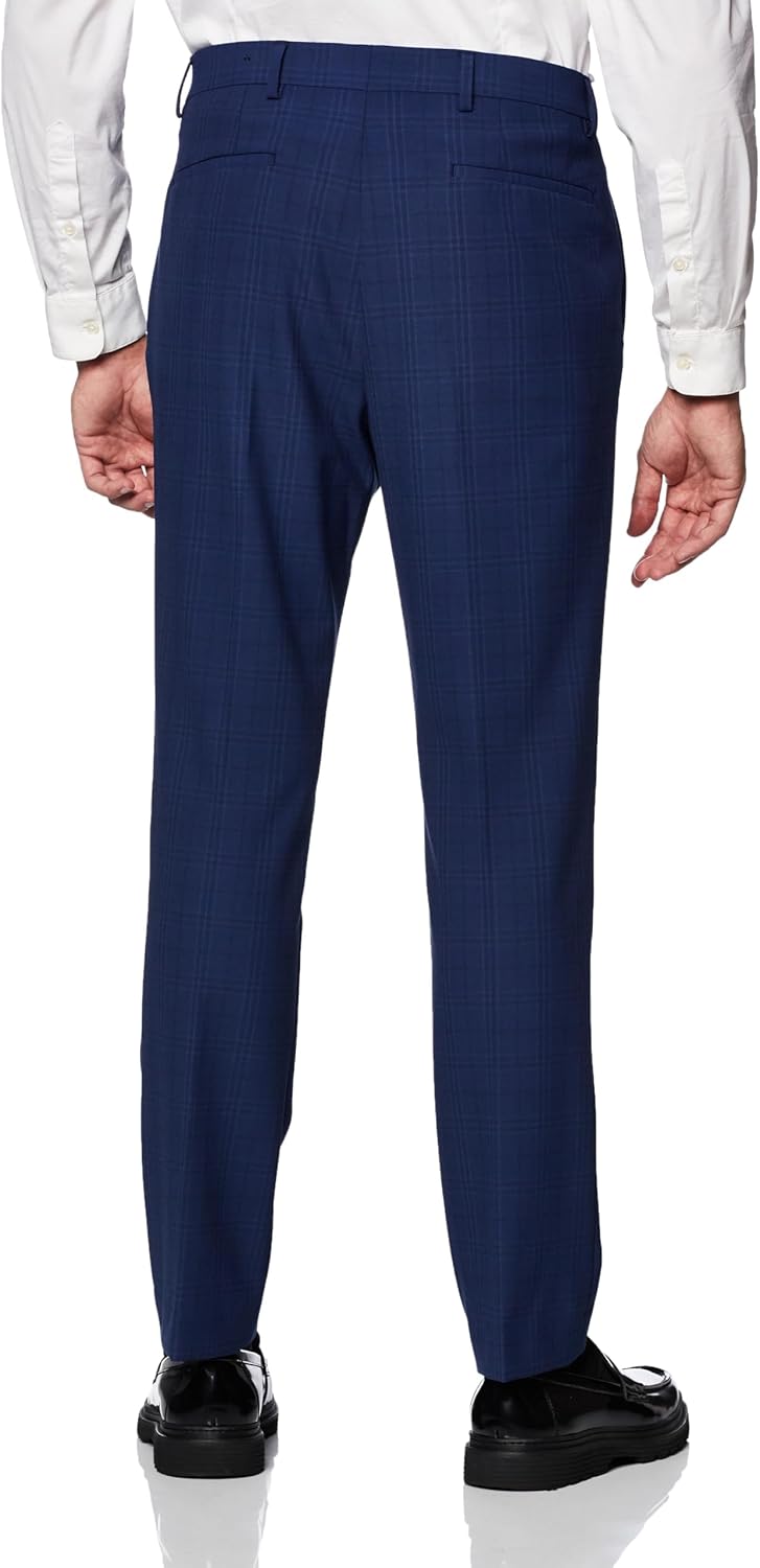 DKNY Herren Klassische Hose 30W / 29L Blau Kariert, 30W / 29L Blau Kariert