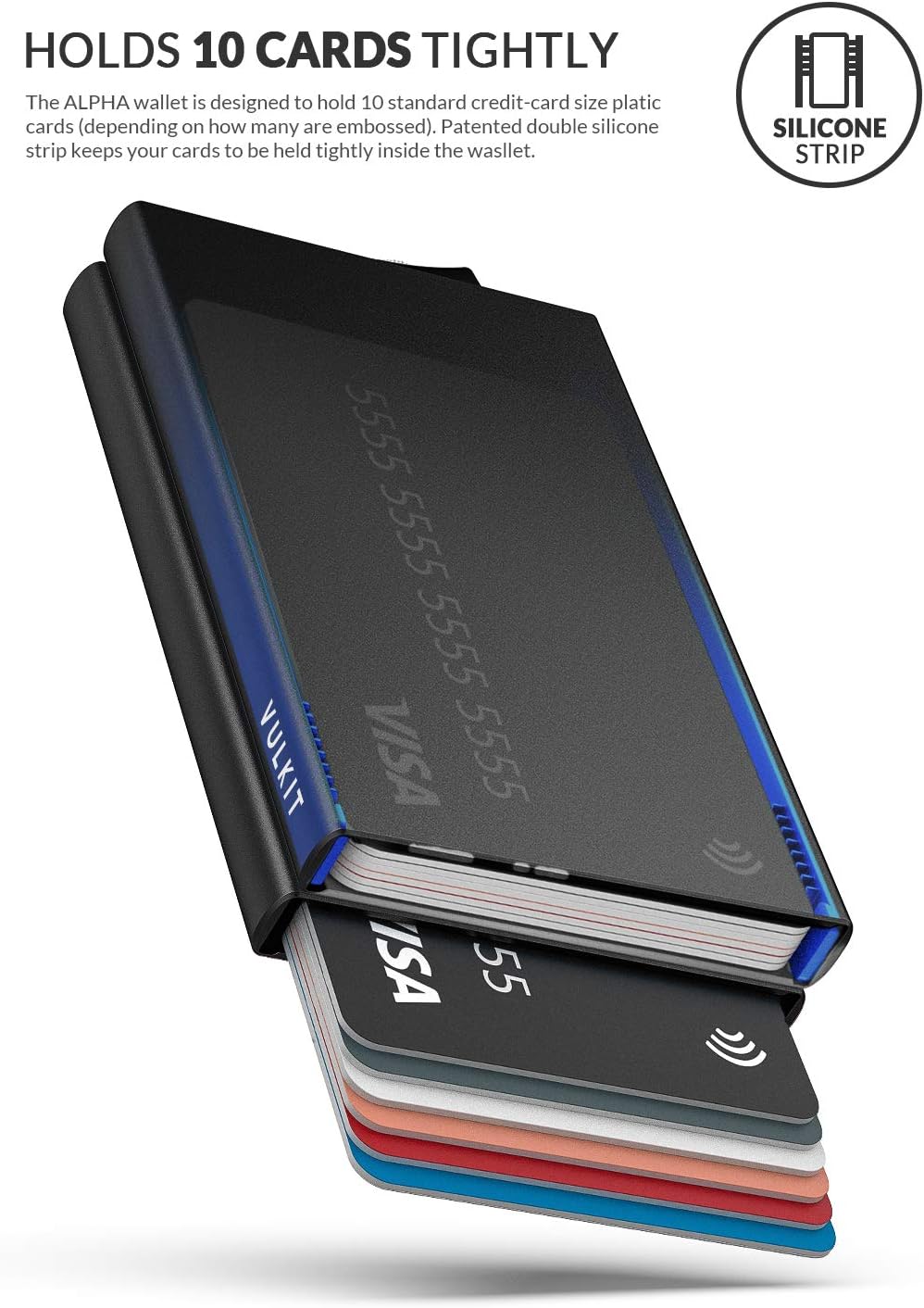 VULKIT Kartenetui Metall mit RFID NFC Schutz Karten Geldbörse Herren Geldbeutel Doppelt Karten Etui