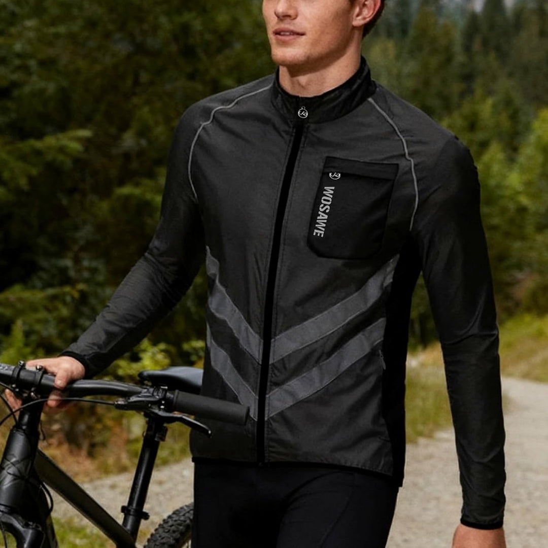 WOSAWE Fahrradjacke für Herren Leichte Winddicht Laufjacke Windbreaker Reflektierend Radjacke Mantel