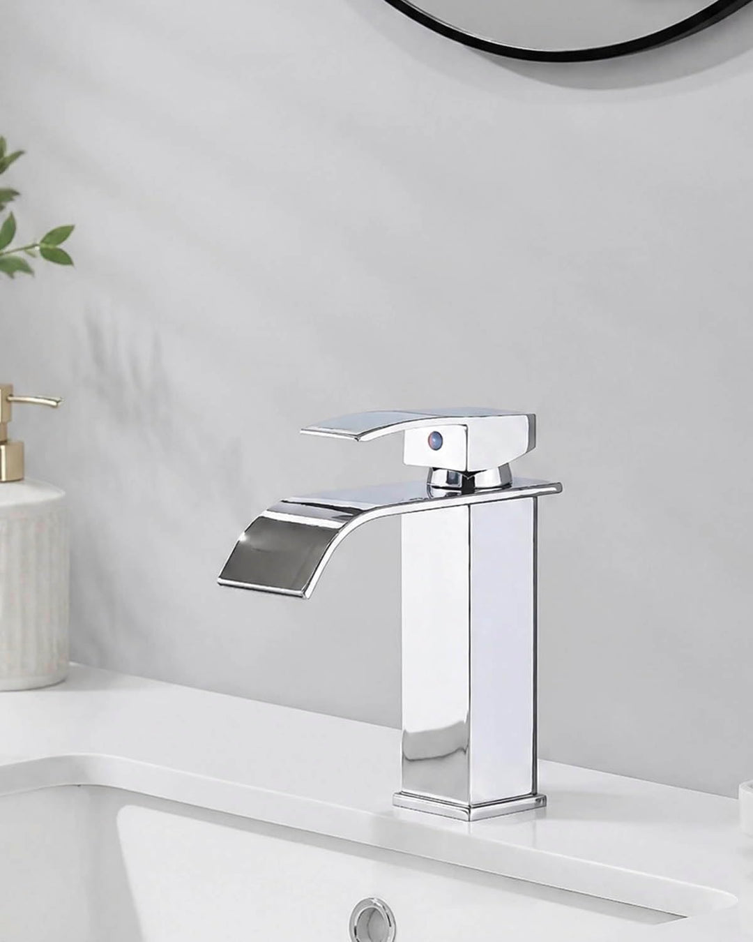 JUNSNEHNG Badmischer, Einhebelmischer für heisses und kaltes Wasser, Wasserfall-Waschtischmischer Ga