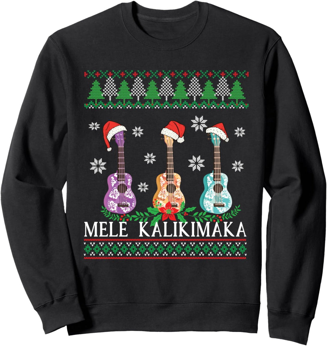 Mele Kalikimaka Hawaiian Christmas Ukulele Hässliches Design Sweatshirt