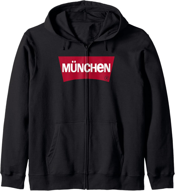 München Shirt, Red Box Logo Tourist Souvenir Geschenk Fan Kapuzenjacke