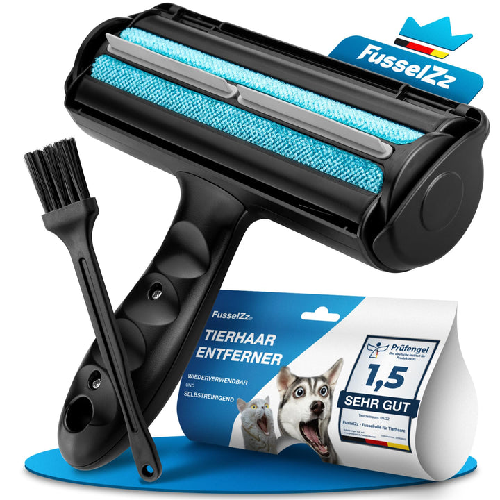 FusselZz® Home Premium Fusselrolle Schwarz Tierhaare - Selbstreinigender Tierhaarentferner zum Katze