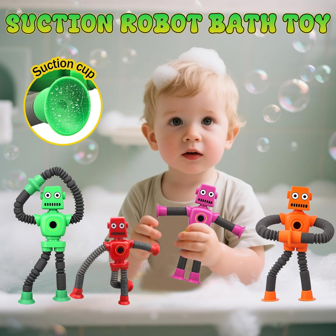 14 PCS Roboter Rohre Saug Fidget Spielzeug, sensorisches Badespielzeug für Kid Baby Kleinkind, teles