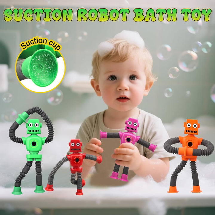 14 PCS Roboter Rohre Saug Fidget Spielzeug, sensorisches Badespielzeug für Kid Baby Kleinkind, teles