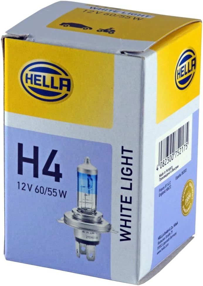 HELLA 8GJ 223 498-121 Glühlampe - H4 - White light up to 4200 Kelvin - 12V - 60/55W - Sockelausführu