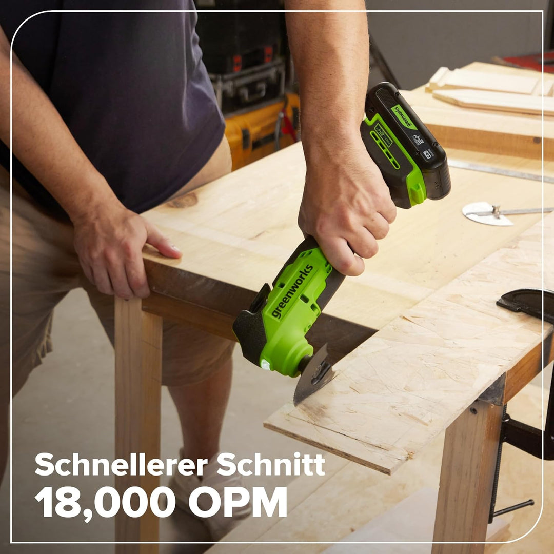 Greenworks 24V Akku-Multifunktionswerkzeug, 8 variable Geschwindigkeiten, bis zu 18.000 OPM, LED-Lic