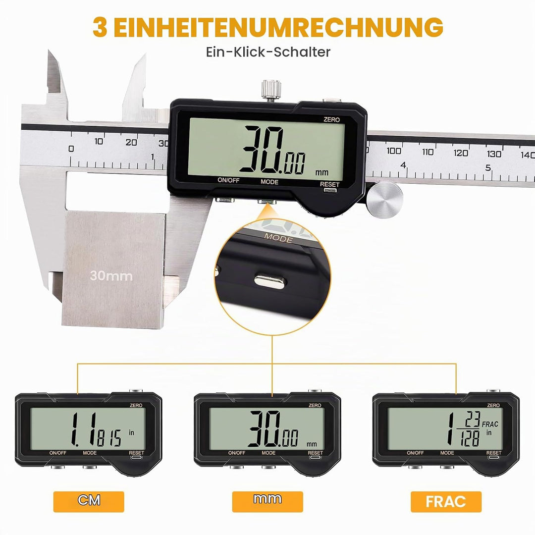 HARDELL Digital Caliper, Rechargeable Digital Caliper 6 inch with Reset Setting, Caliper Measuring T