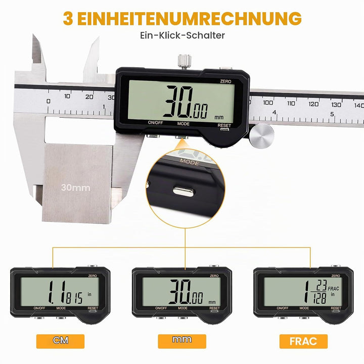 HARDELL Digital Caliper, Rechargeable Digital Caliper 6 inch with Reset Setting, Caliper Measuring T