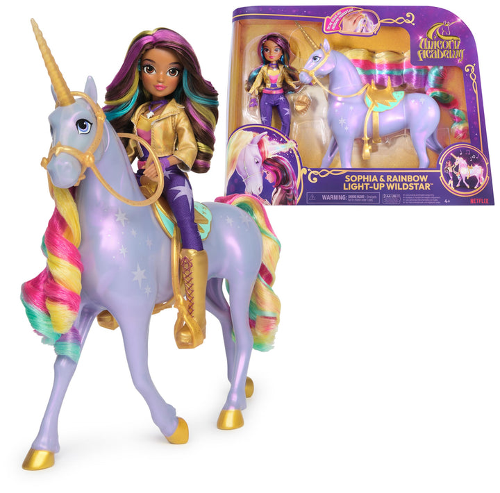 Unicorn Academy Sophia und Licht-Magie Wildstar - ca. 28 cm grosses Einhorn mit Licht- und Soundeffe