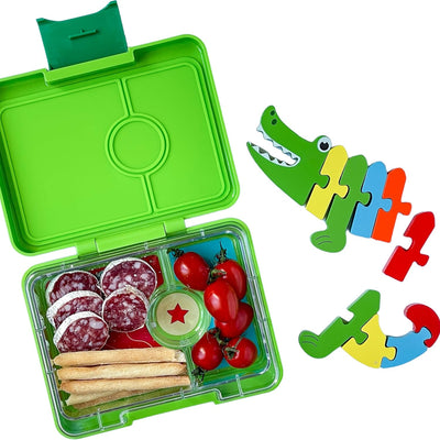 yumbox Snack S Lunchbox (Lime Green) - kleine Brotdose mit 3 Fächern | Kinder Bento Box für Kinderga