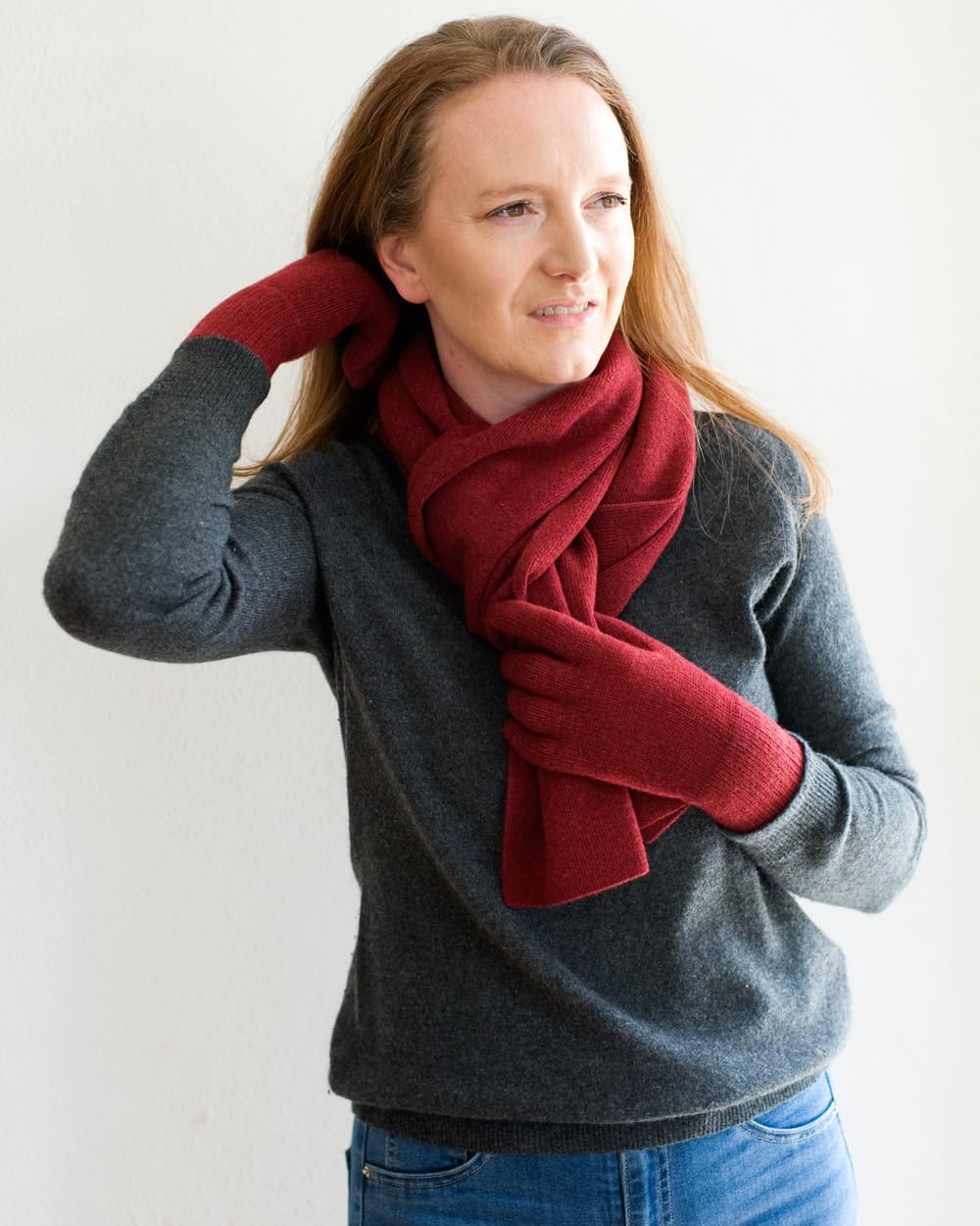FosterNatur, Merino Damen Wollhandschuhe/Fingerhandschuhe, 100% Wolle Merino extrafein 6.5 Russet re