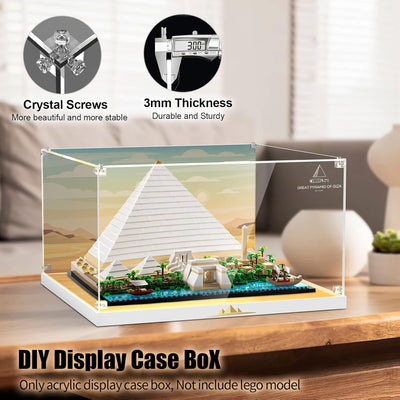 cooldac Acryl Vitrine Box für Lego 21058 Cheops-Pyramide , staubdicht Transparent Clear Display Box