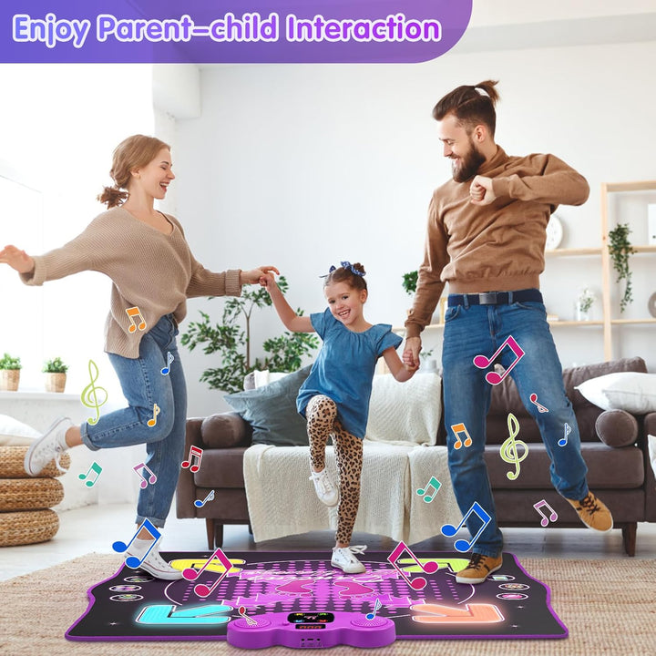 Tanzmatte mit Bluetooth & Beleuchtung, 4 Spielmodi – Interaktive Musikmatte für Kinder mit Rutschfes