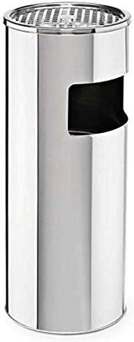 SVITA Standaschenbecher 30 Liter Edelstahl silber Mülleimer Aschenbecher Abfalleimer mit Inneneimer,