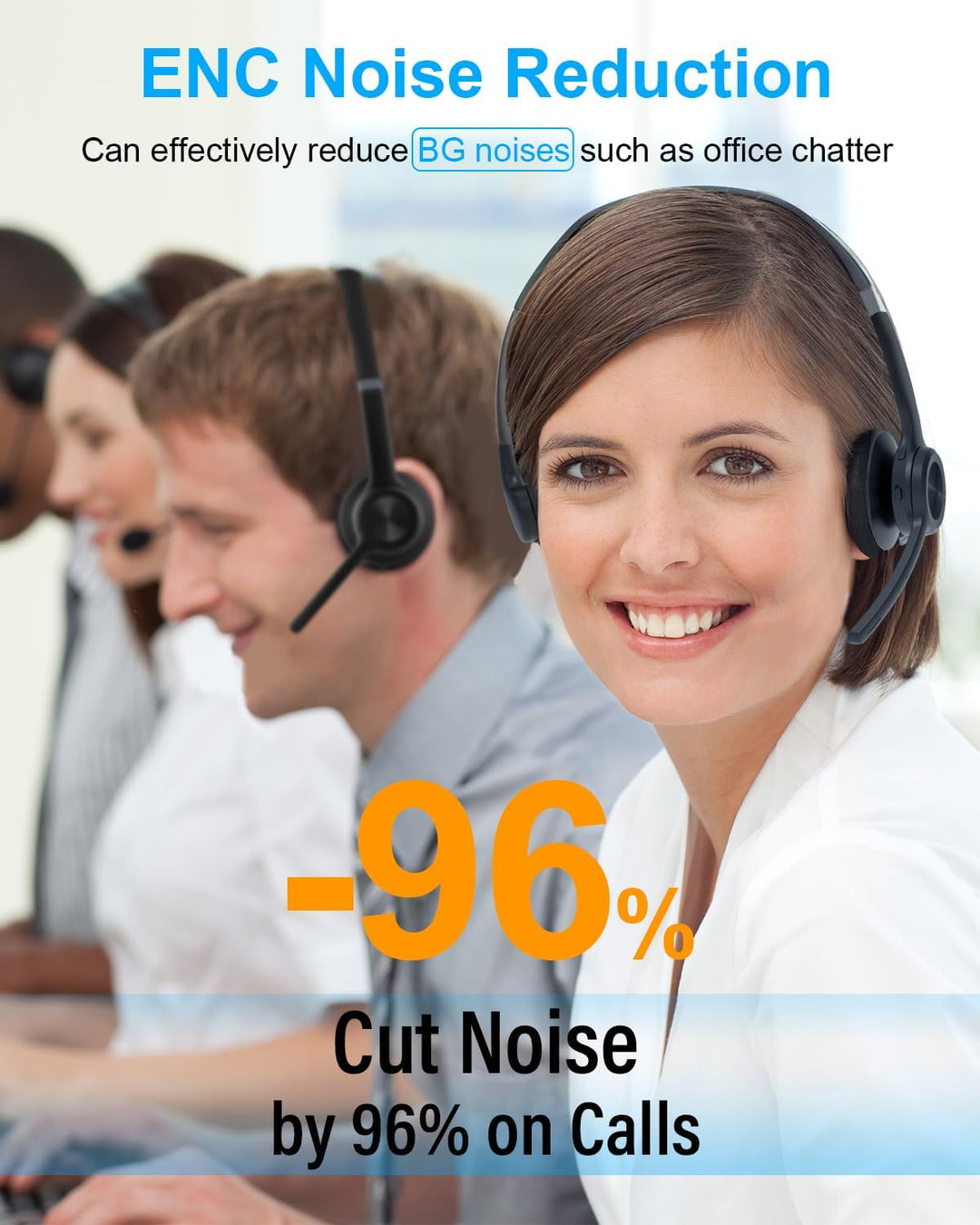ANSTEN Bluetooth Headset mit Mikrofon | Wireless Headset mit Geräuschunterdrückung, 30 Stunden Anruf