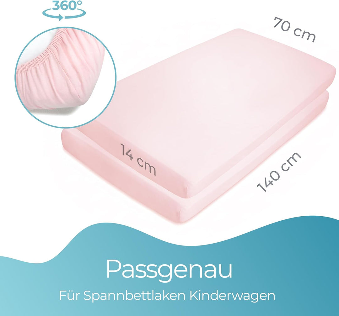 Spannbettlaken 70x140 aus 100% komplett natürlicher Bio-Baumwolle bettlaken 70 x 140 Baby in Rosa Fa