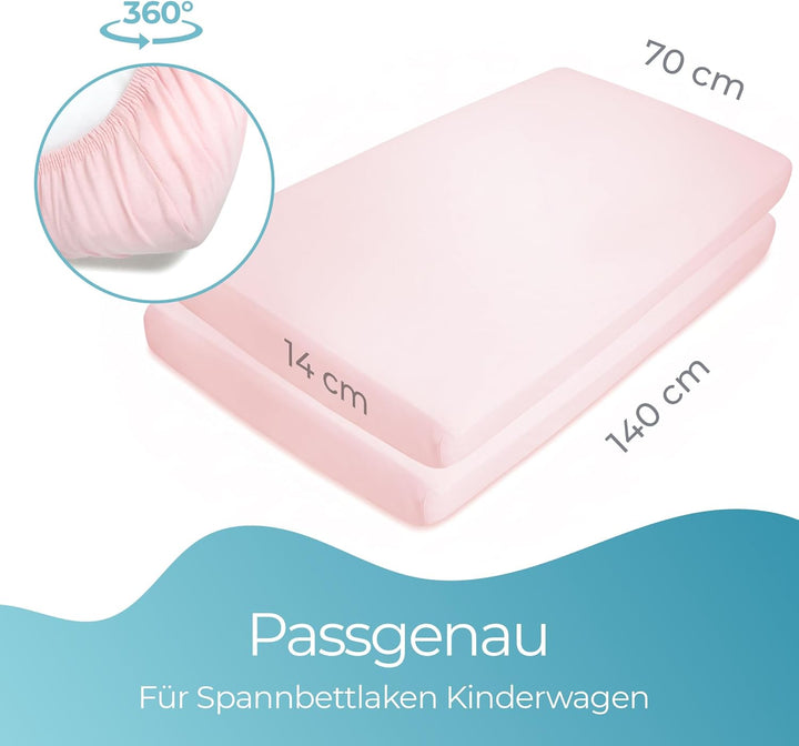 Spannbettlaken 70x140 aus 100% komplett natürlicher Bio-Baumwolle bettlaken 70 x 140 Baby in Rosa Fa