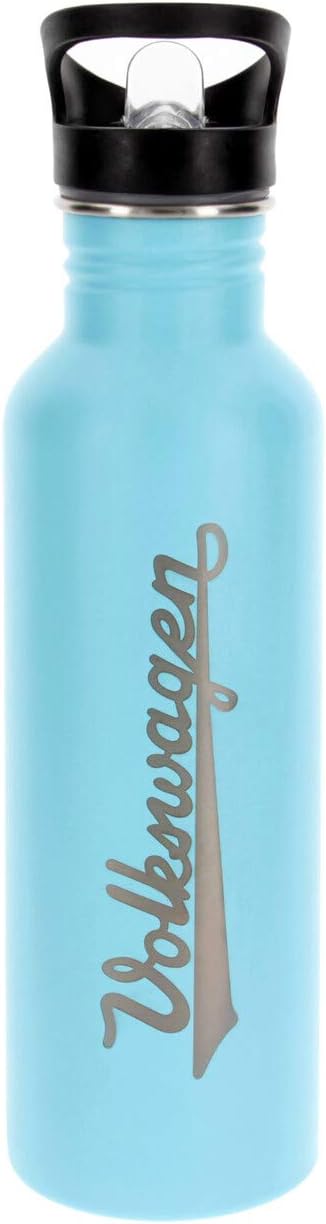 BRISA VW Collection - Volkswagen Edelstahl Trink-Flasche mit Schriftzug & Vintage Logo im T1 Bus Des