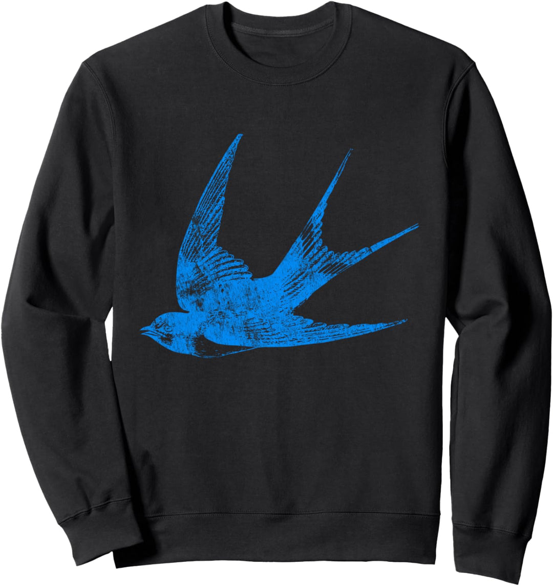 Altrossene Schwalbe mit blauer Vogel-Silhouette Sweatshirt