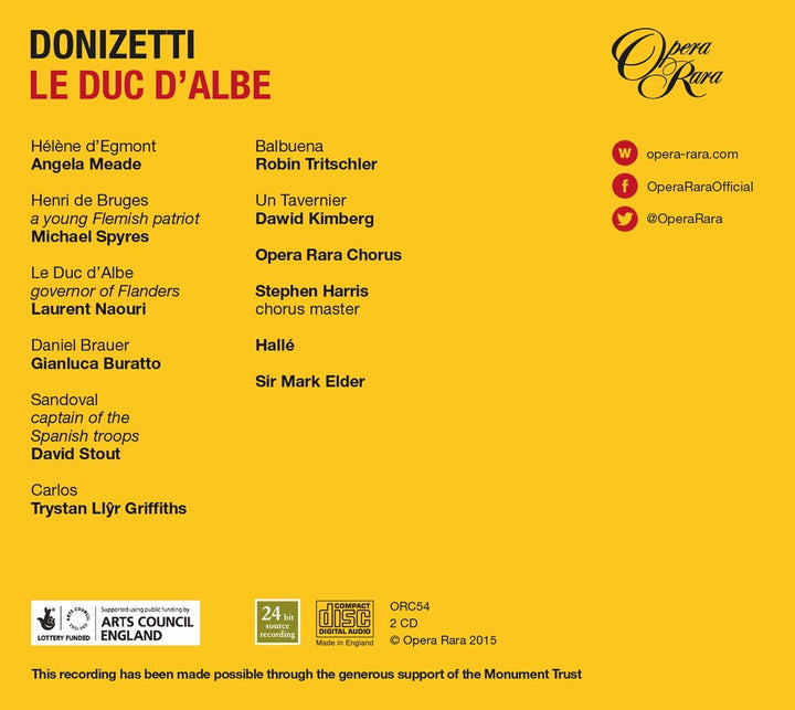Donizetti: Le Duc D'albe, Audio-CD