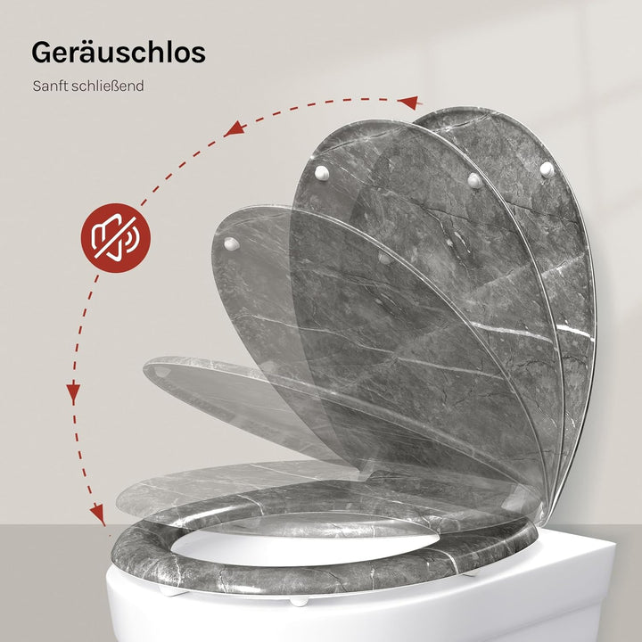 WOLTU Toilettendeckel mit Absenkautomatik, WC Sitz aus Duroplast, O-Form Quick-Release zur einfachen