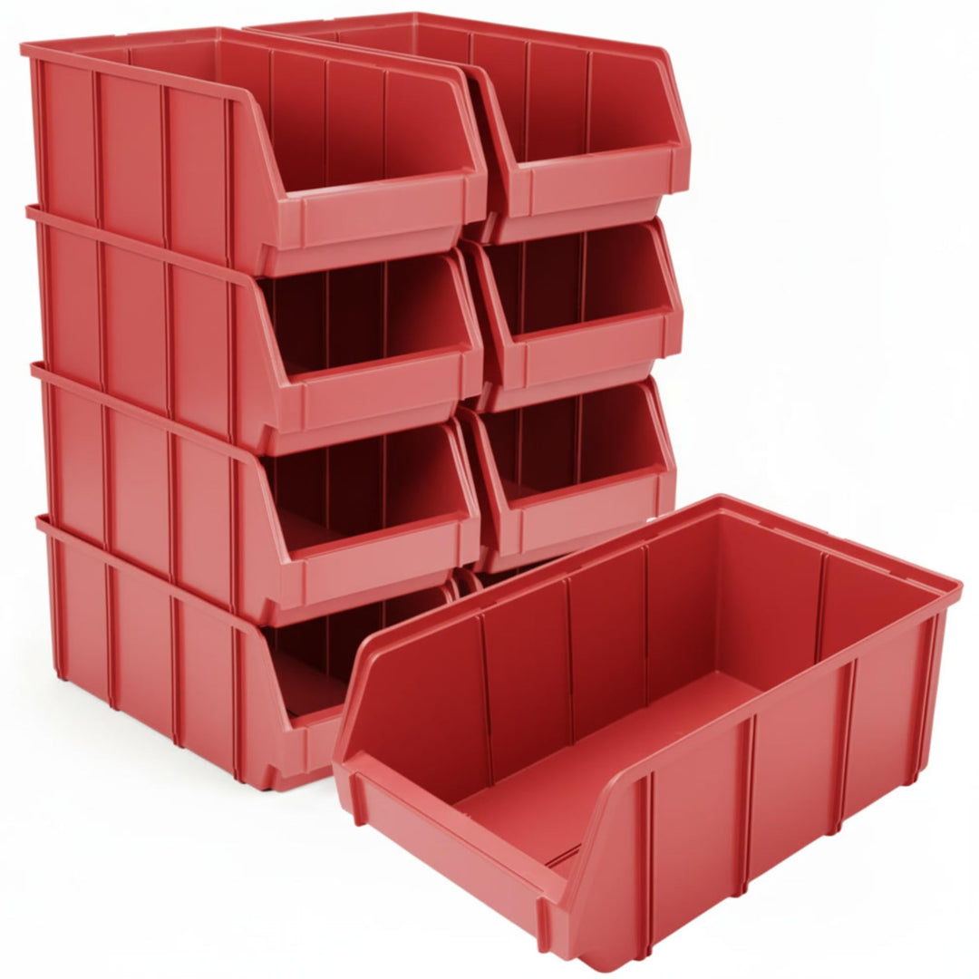 RODOPI 9er Set Stapelboxen, Grösse XL | Sichtlagerkästen 489x304x185mm | Robuste Lagerboxen für Werk