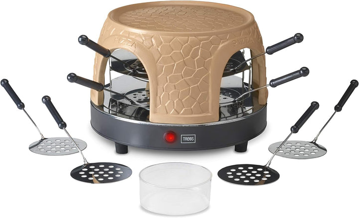 Trebs 99392 Pizzagusto - Pizzaofen mit Terrakottakuppel für 8 Personen - Pizzadom - 1000 Watt - Zube