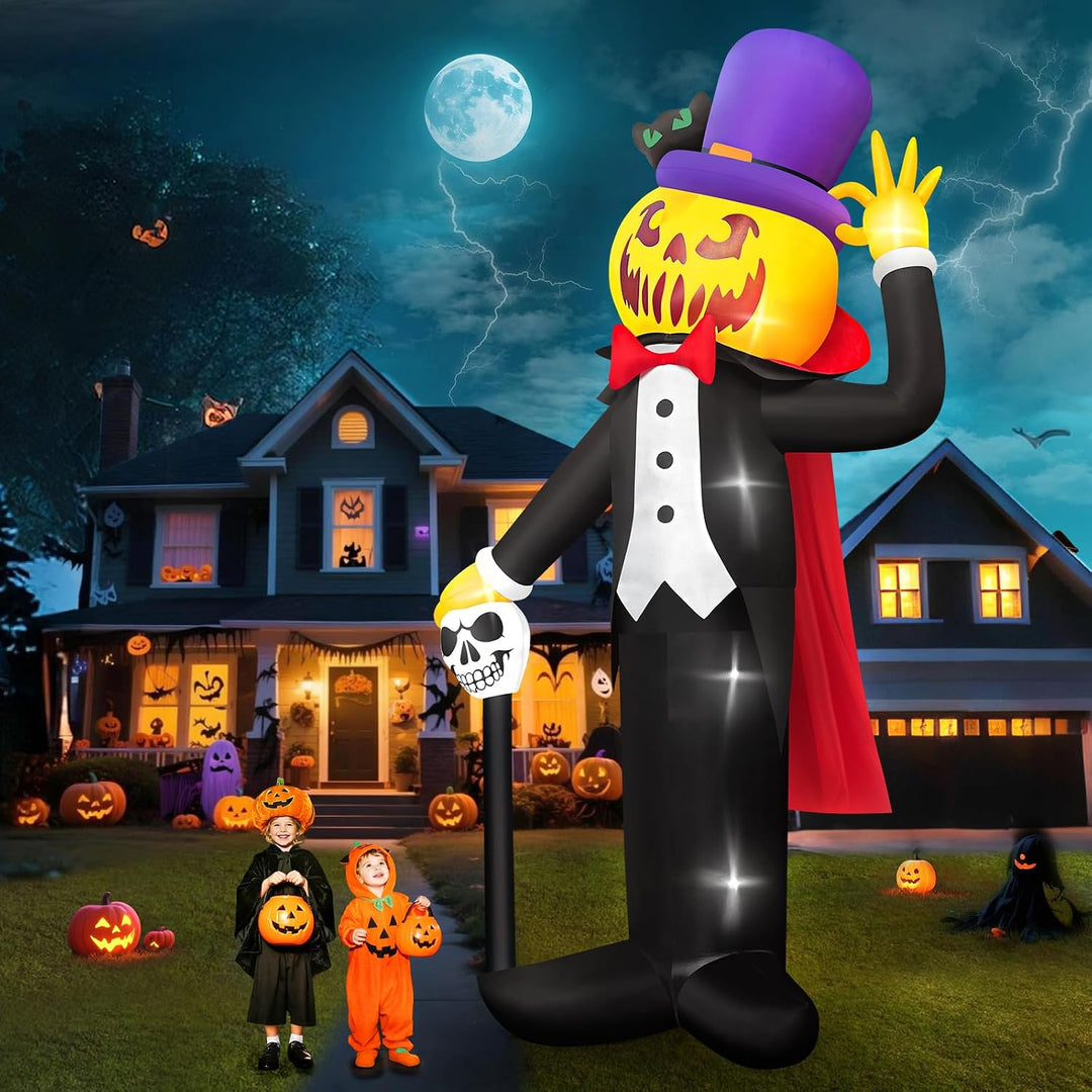 Kalolary 14FT Halloween Inflatables Aufblasbar Deko Kürbis Vampir Dekoration, mit eingebauten LEDs A